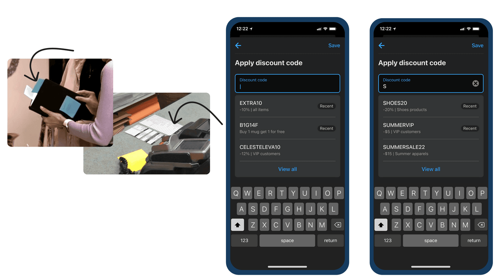 Printed discount codes replaced by a discount code entry screen