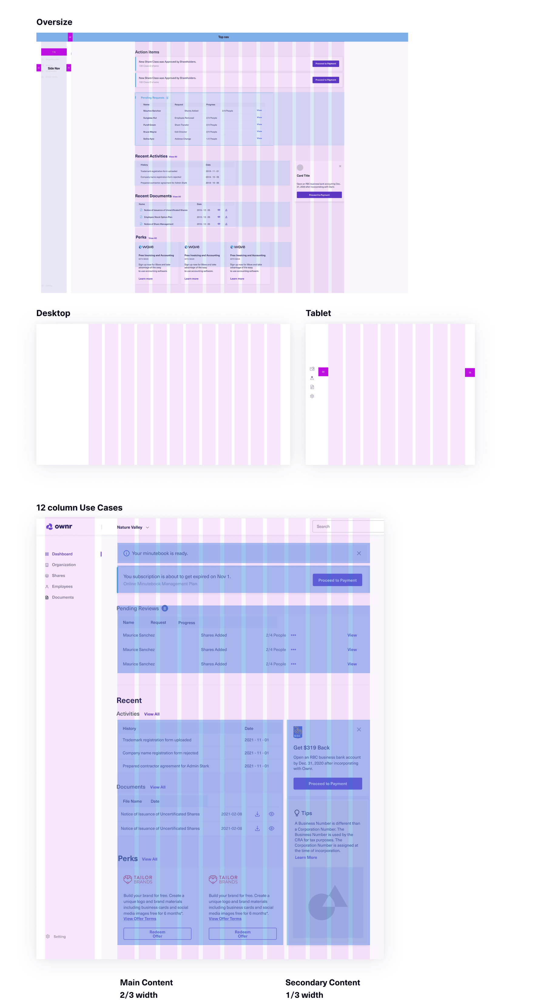 Grid system across breakpoints